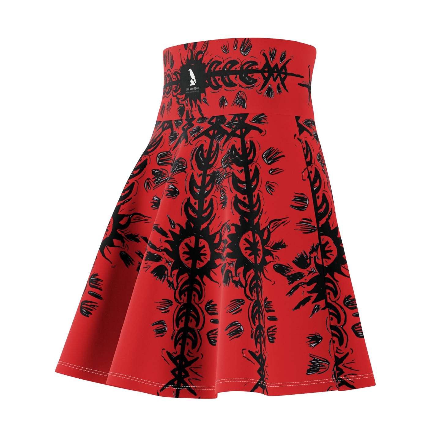 (RED) Sun and Moon Hand Sketched Women's Skater Skirt (AOP)