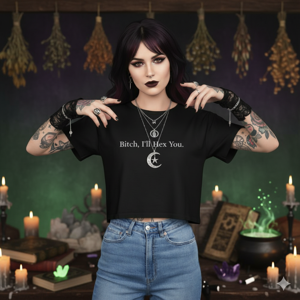 B-TCH, I'll Hex You Women's Crop Tee