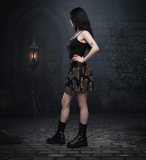 Women's Skater Skirt - Gothic Punk Moth Print