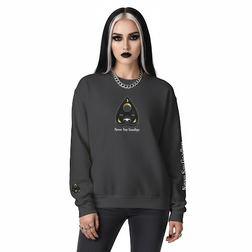 "Never Say Goodbye" Ouija Planchette Unisex Heavy Blend™ Crewneck Sweatshirt by Pale Raven Official