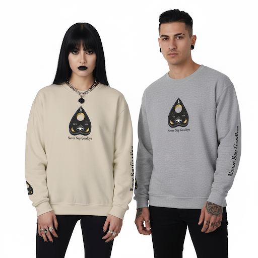 "Never Say Goodbye" Ouija Planchette Unisex Heavy Blend™ Crewneck Sweatshirt by Pale Raven Official