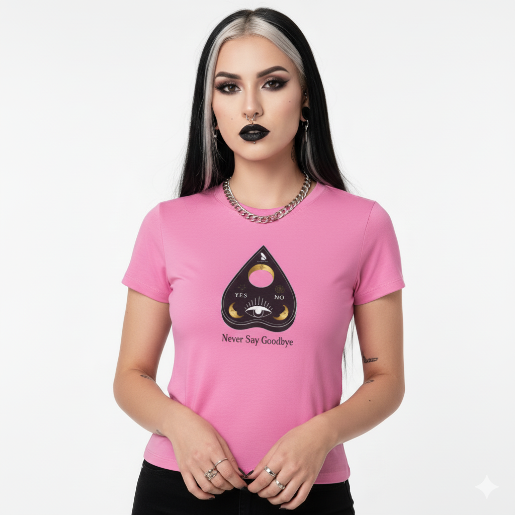 "Never Say Goodbye" Ouija Planchette Women's Softstyle Tee by Pale Raven Official