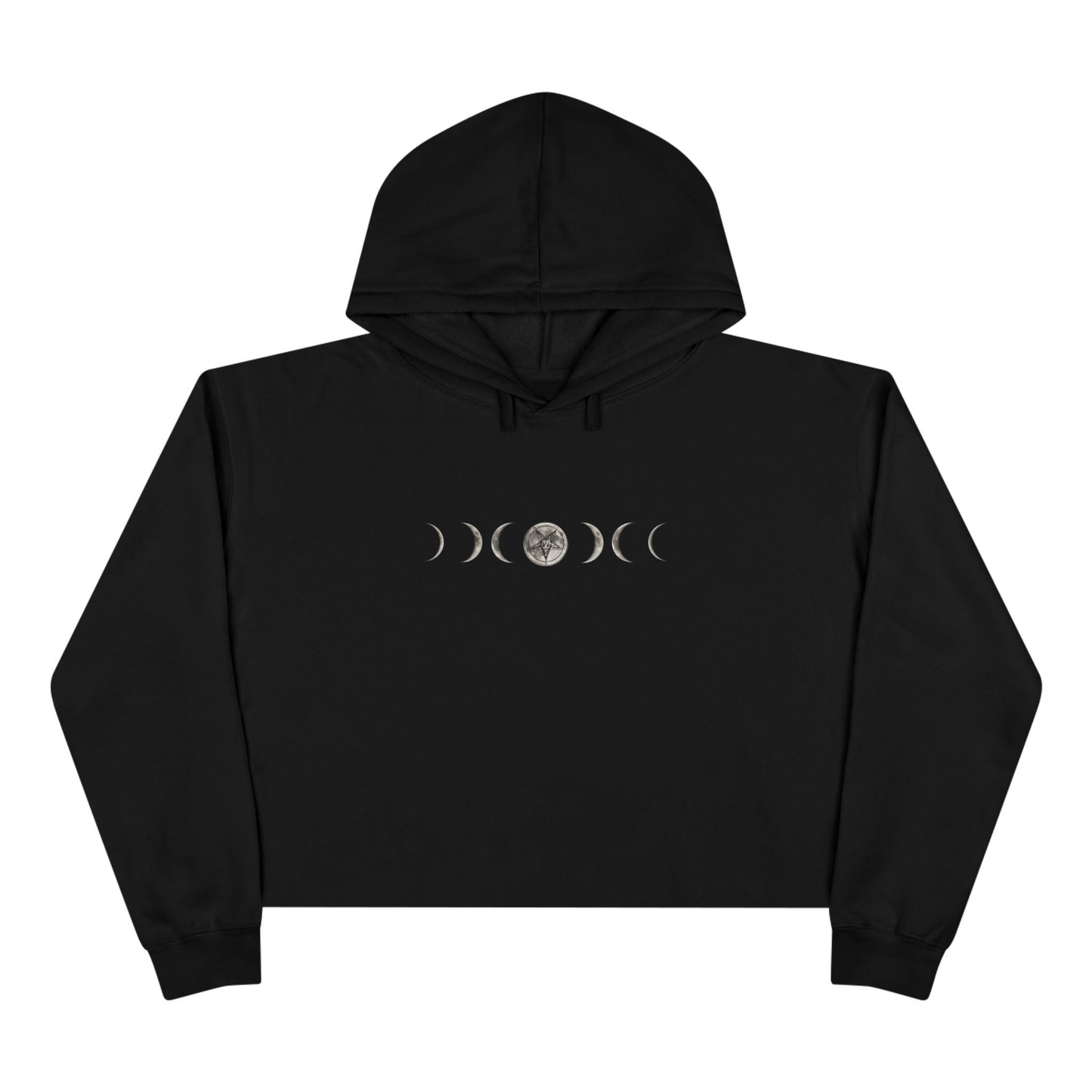 Baphomet Moon Phases Crop Hoodie - Apparel for Satanists - Witchcraft - Paganism