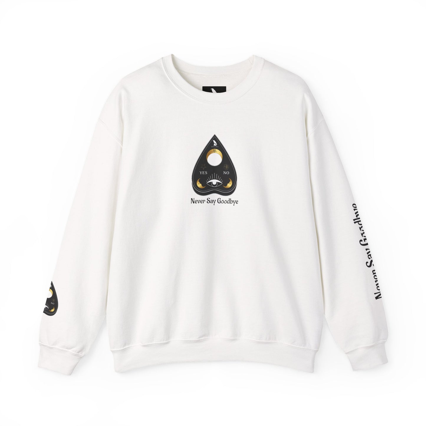 "Never Say Goodbye" Ouija Planchette Unisex Heavy Blend™ Crewneck Sweatshirt by Pale Raven Official