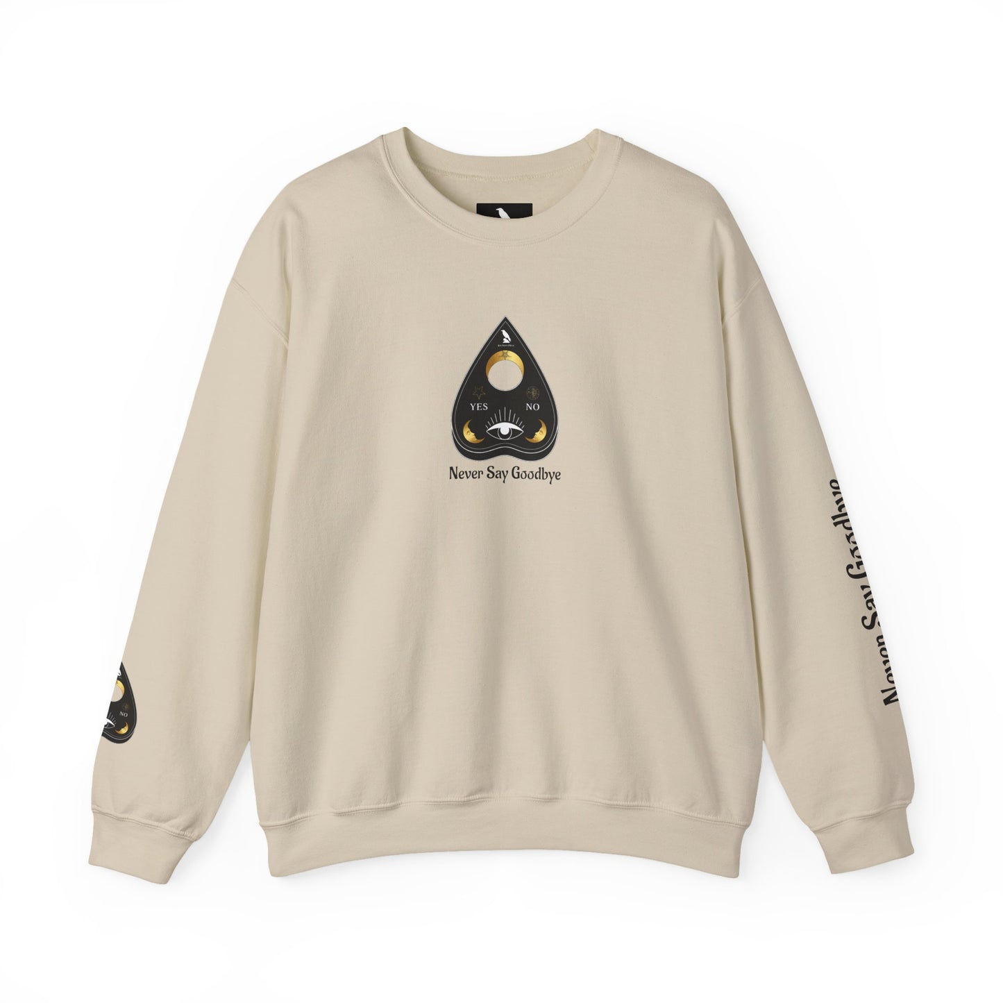 "Never Say Goodbye" Ouija Planchette Unisex Heavy Blend™ Crewneck Sweatshirt by Pale Raven Official