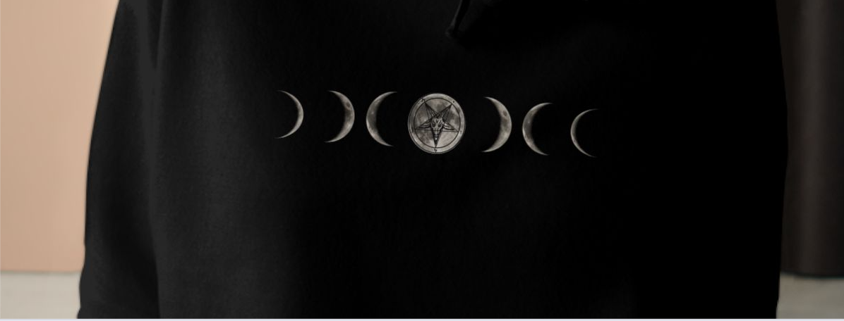 Baphomet Moon Phases Crop Hoodie - Apparel for Satanists - Witchcraft - Paganism