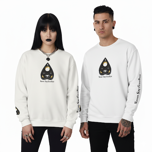 "Never Say Goodbye" Ouija Planchette Unisex Heavy Blend™ Crewneck Sweatshirt by Pale Raven Official
