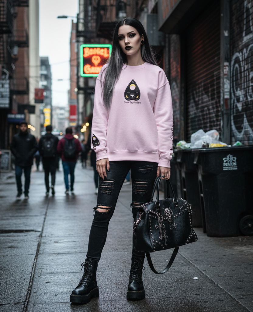 "Never Say Goodbye" Ouija Planchette Unisex Heavy Blend™ Crewneck Sweatshirt by Pale Raven Official
